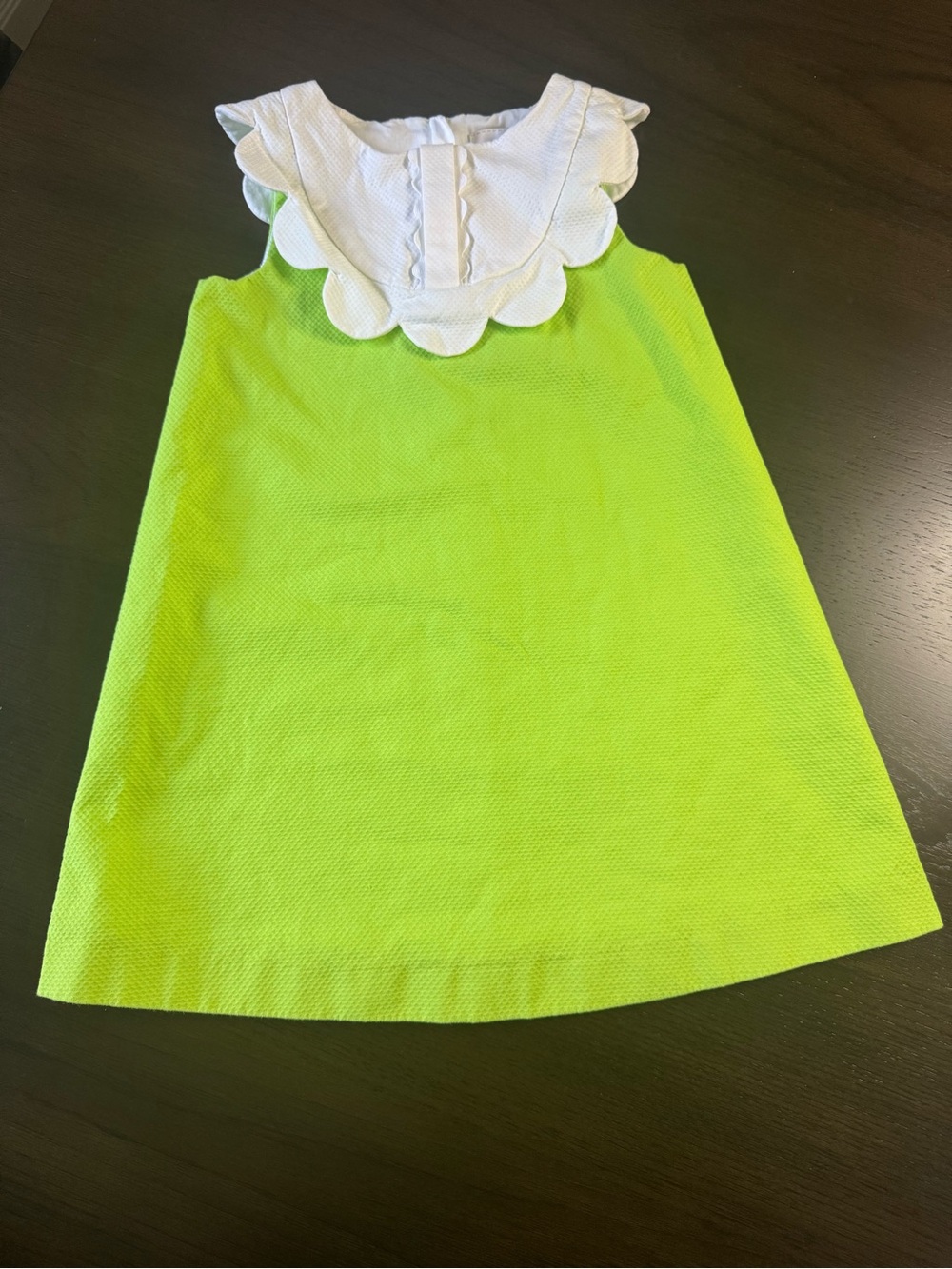 Jacadi Paris Green Baby Doll Cotton Dress with Scallop Collar Size 3 Toddler